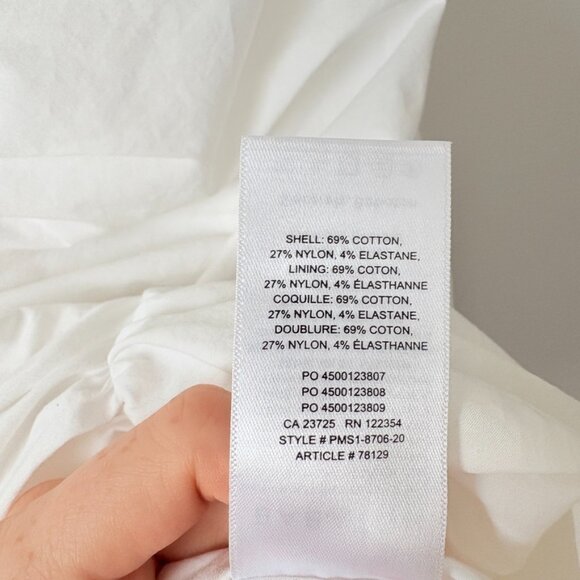 Aritzia Babaton Belleza Dress Ruched Cotton White Size 8 - Picture 5 of 5